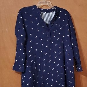 Beautiful Navy Print Long Sleeved V-necked Blouse Size XXL